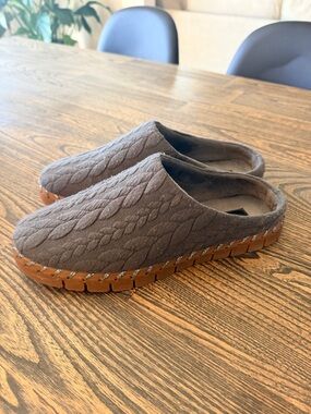 Muk Luks Women's Quilted Knit Clog Mules in grey